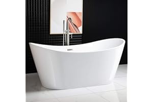 WOODBRIDGE BTA1517 Freestanding Bathtub Contemporary Soaking Tub, White