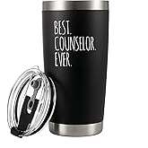 Panvola Best Counselor Ever Mental Health Therapist School Counselor Gifts Marriage Teacher Psychologist Vacuum Insulated Tumbler Stainless Steel With Removable Lid ad Straw 20 oz Black