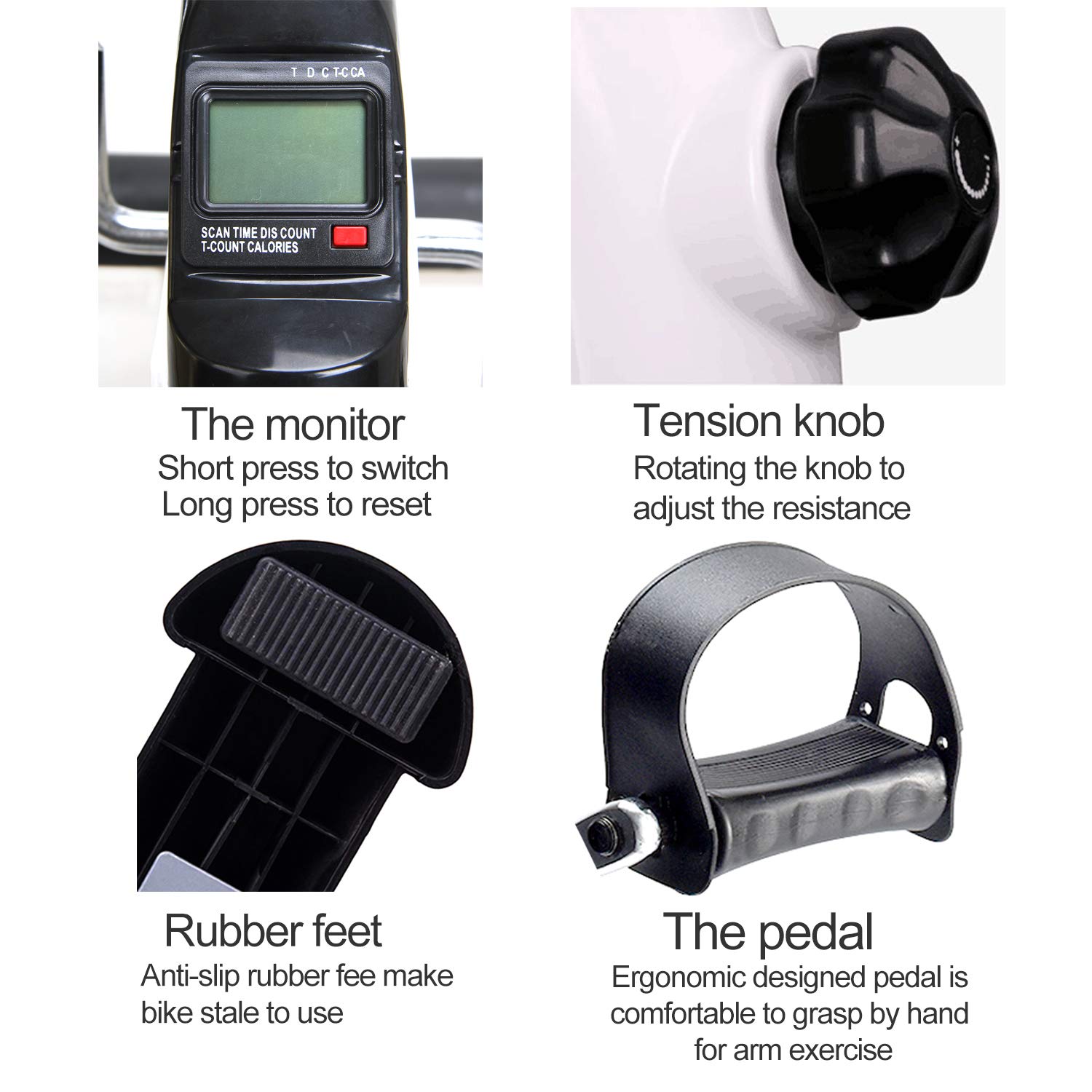 EXEFIT Mni Exercise Bike Pedal Exerciser Stationary Peddler with Digital LCD Monitor …