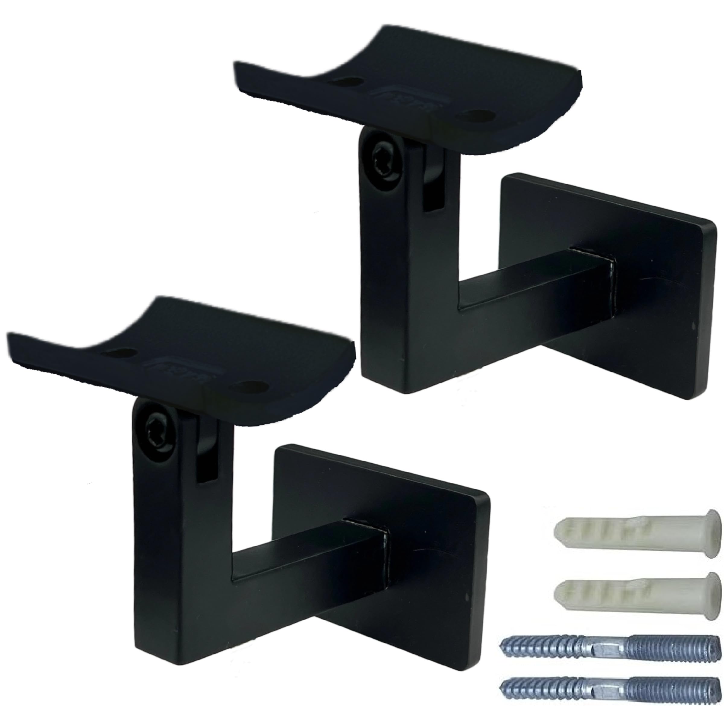 Photo 1 of LANGLIER Handrail Brackets for Adjustable Staircase Stair Railing Brackets with Screws,Suitable for 2"(50.8mm) Diameter Round Pipe (Arc, Black)