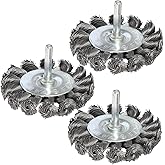 3PCS 7.6cm Knotted Wire Wheel Brushes Kit for Drill with 0.6cm Shank,Twist Brush Set Perfect for Rust Removal, Corrosion and 