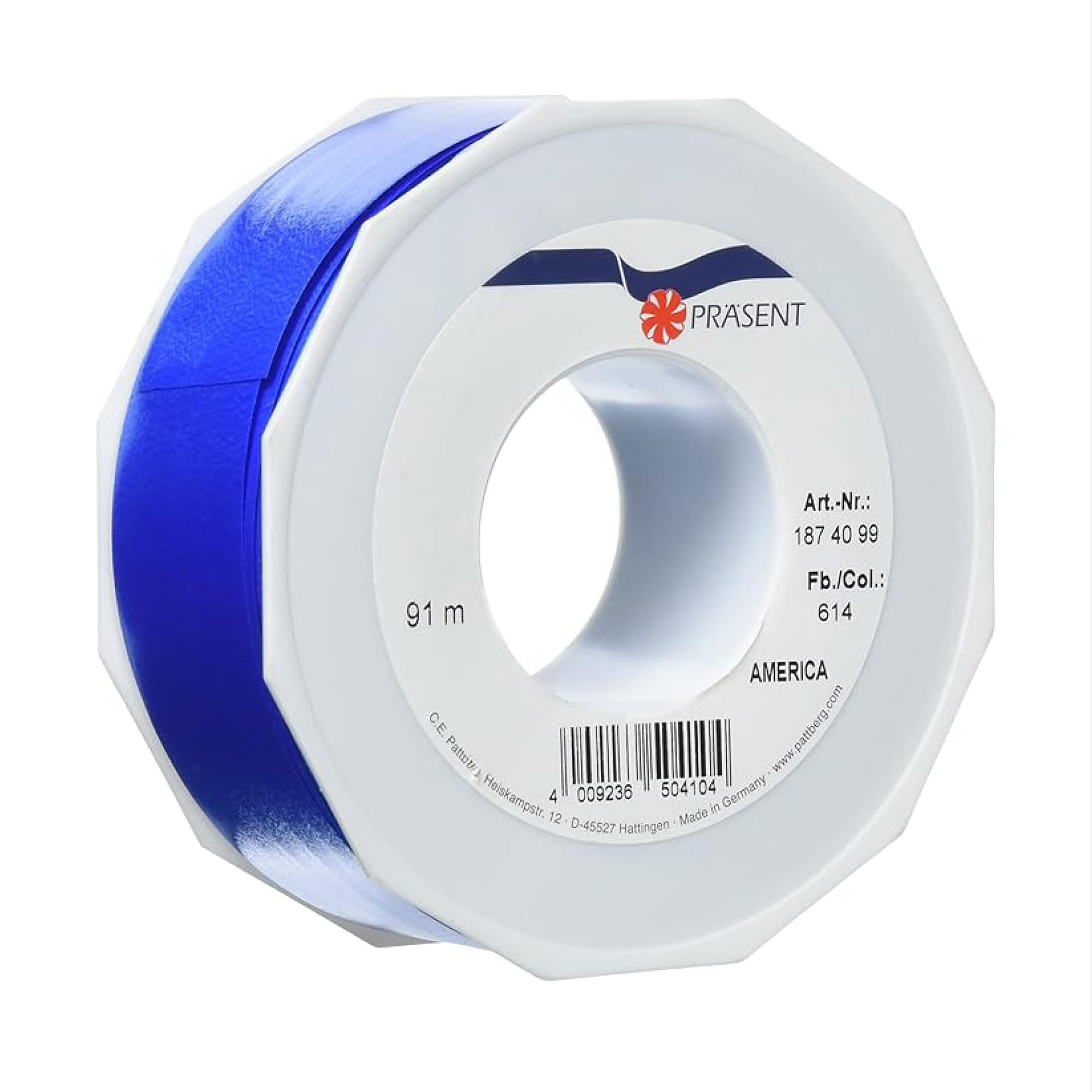 PRÄSENT - America Curling Ribbon Blue 40 mm width, 91 m length — image 1
