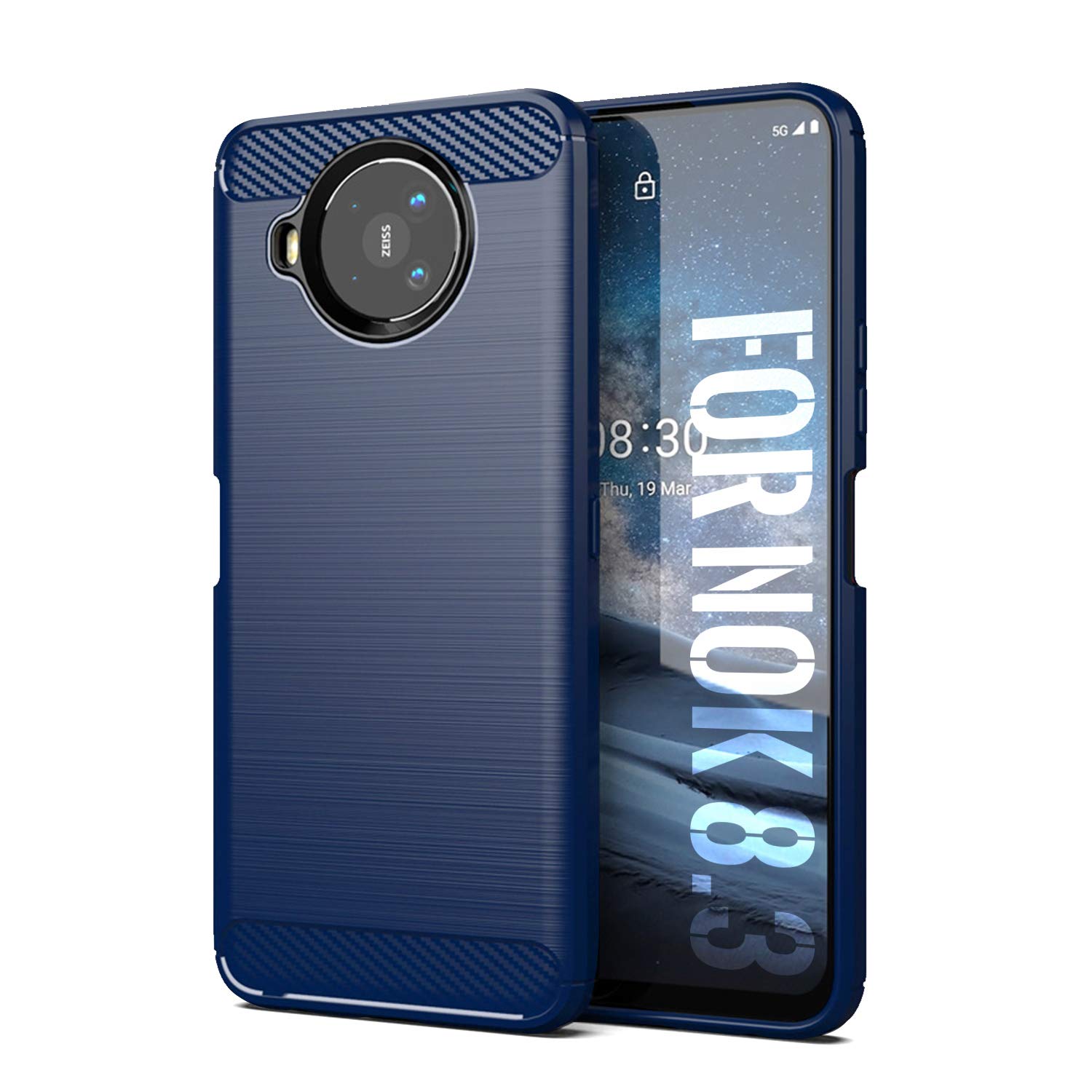 SCL Case for Nokia 8.3 Case Nokia 8.3 Case [Blue], Carbon Fibre Effect Gel Grip Protection Cover [Anti Scratch][Anti Collision] Compatible with Nokia 8.3 — image 1