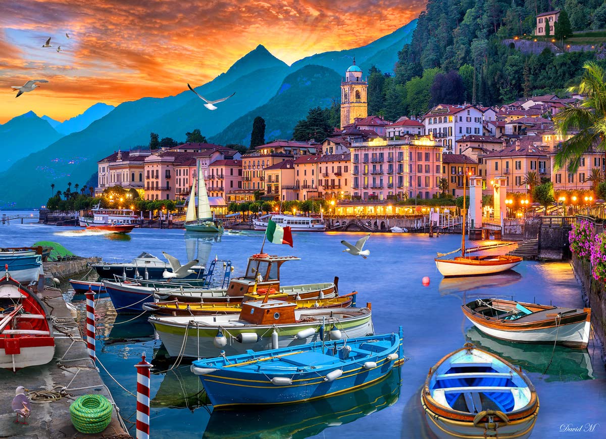 Vermont Christmas Company Lake Como Harbor Jigsaw Puzzle 1000 Piece