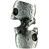Double Skull Head Pattern Skeleton Metal Lighter Case Cover Holder fits BIC Full Standard Size Lighter J6