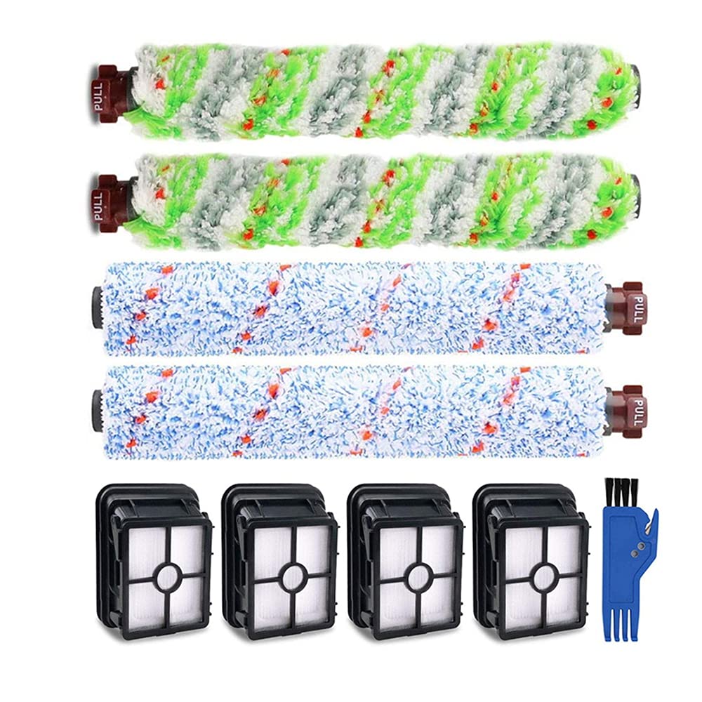 Queta Brush Roll Replacement for Bissell Crosswave Wet & Dry Vacuum Cleaners 4 Piece Multi-Surface Brush Roller And 4 Filters 3-in-1 Replacement Parts with Cleaning Brush