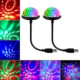 2 Pack Sound Activated Mini Disco Ball Party Lights, USB Plug &amp; Play DJ Lighting,Stage Light for Room Home Dance Parties Karaoke Birthday Halloween Christmas Stocking Stuffers New Year's Eve Car Decor
