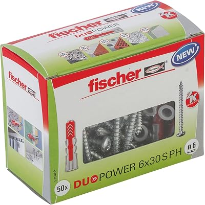fischer DuoPower 6x30mm Plugs 50pk with Panhead Screws 4.5x40mm