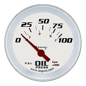 Equus 8464 2-5/8" Electric Oil Pressure Gauge, White with Aluminum Bezel
