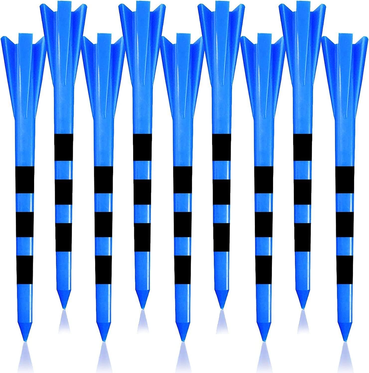 FINGER TEN Golf Tees Plastic Unbreakable Small 3 1/4 Inch 83mm 2 3/4 70mm With Five Claws Prong, Golf Tee Mixed Color Flat Strong Durable Long (Blue+Black Line, 30 Pack-2 3/4'' 70mm)