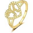 RLMOON Gold Initial Ring for Women Vintage Initial Heart Love Ring Non Tarnish 14K Gold Plated Personalized Carved Letter Statement Stacking Ring Size 6-10 Jewelry Gifts