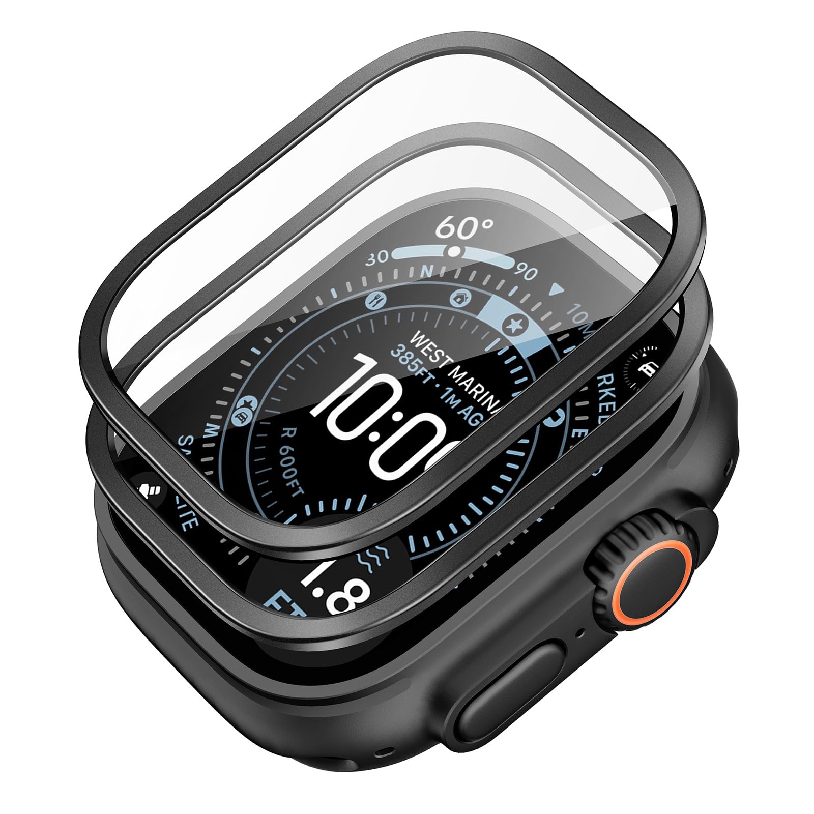 Photo 1 of ESR Armorite Screen Protector for Apple Watch Ultra 3 2025 /Ultra 2 /Ultra (49 mm), Military Grade Protection, Tempered Glass Film with Aluminum Alloy Frame, Anti-Scratch, 2 Pack, Black