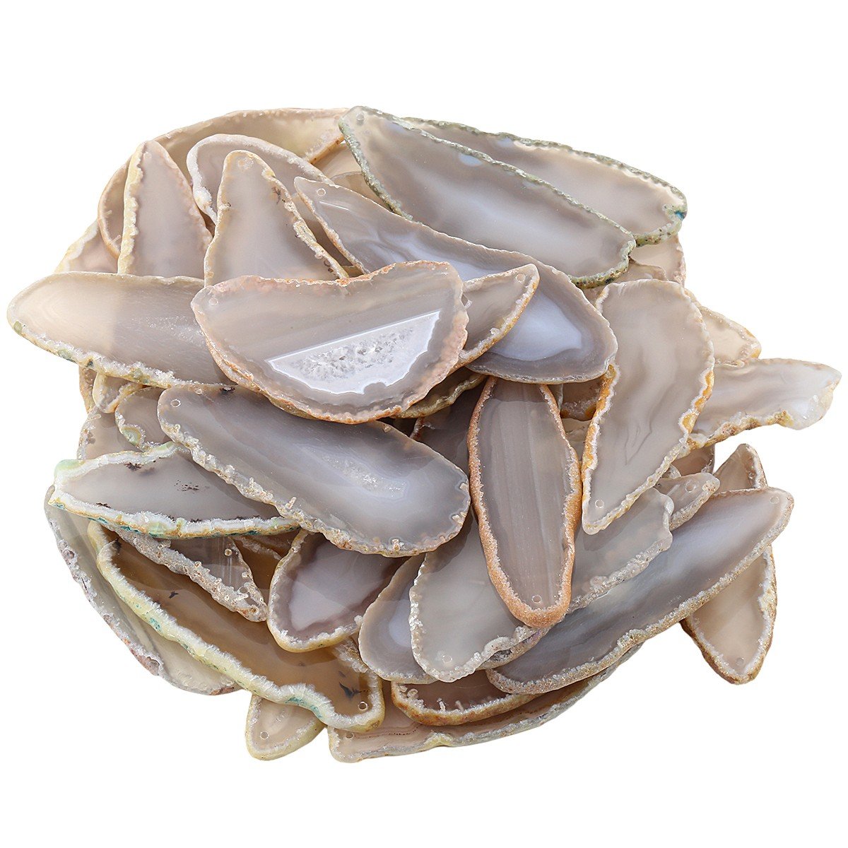 Mookaitedecor 10pcs Natural Agate Slices for Jewellery Making, Drilled Geode Slice Crystals and Gemstones for Healing, Large Stone Jewelry Pendants