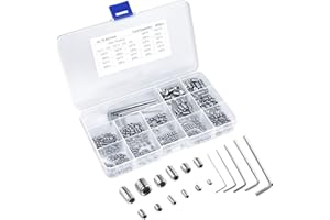 KUUQA 400 Pcs Grub Screws Set Allen Key Screws M3 M4 M5 M6 M8 Stainless Steel Hex Grub Screws Cone Point Set Screw with Key W