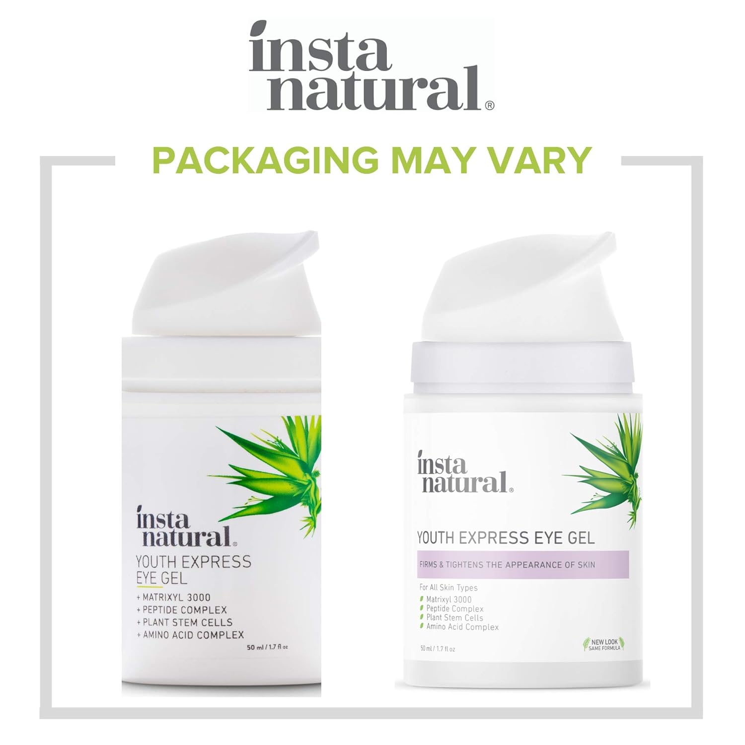 InstaNatural Eye Gel Cream - Wrinkle, Dark Circle, Fine Line, Puffiness, Redness Reducer - Anti Aging Blend for Men & Women with Hyaluronic Acid - Fight Bags & Lift Skin Under Eyes - 1.7 oz: Beauty