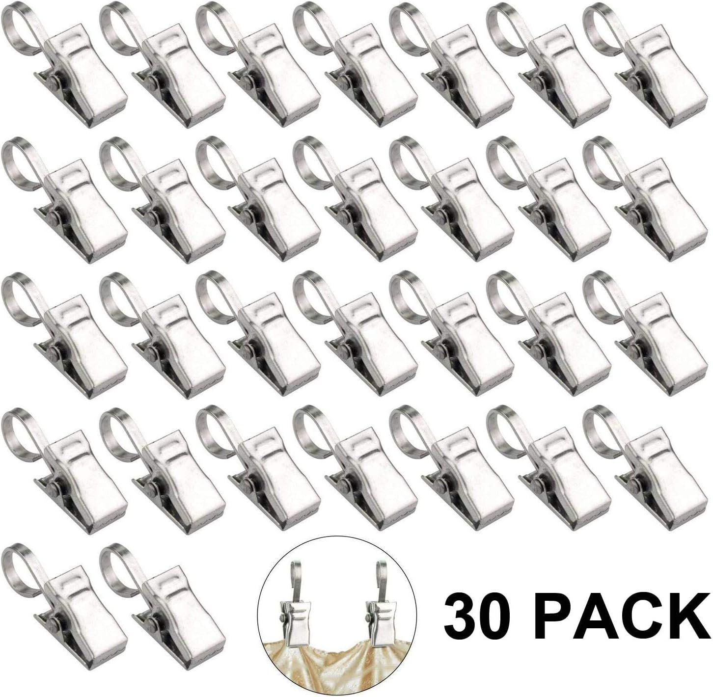 Golden Apple Heavy Duty Stainless Steel Metal Clips w/Hook for Curtain Photos, Art Craft Hanger Hanging Clips Home Decoration (30 Pack) - Image 3