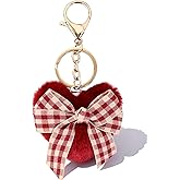 Angyape Bow Keychain Cute Heart Keychain Plush Bag Charms for Handbags Purse Charms Aesthetic Accessories Gifts for Women