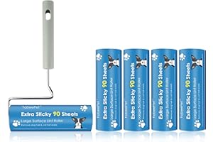 YabeePet Extreme Sticky Large Surface Lint Roller, Long Handle Pet Hair Remover, Designed for Removing Pet Dog Cat Hair 90 Sh