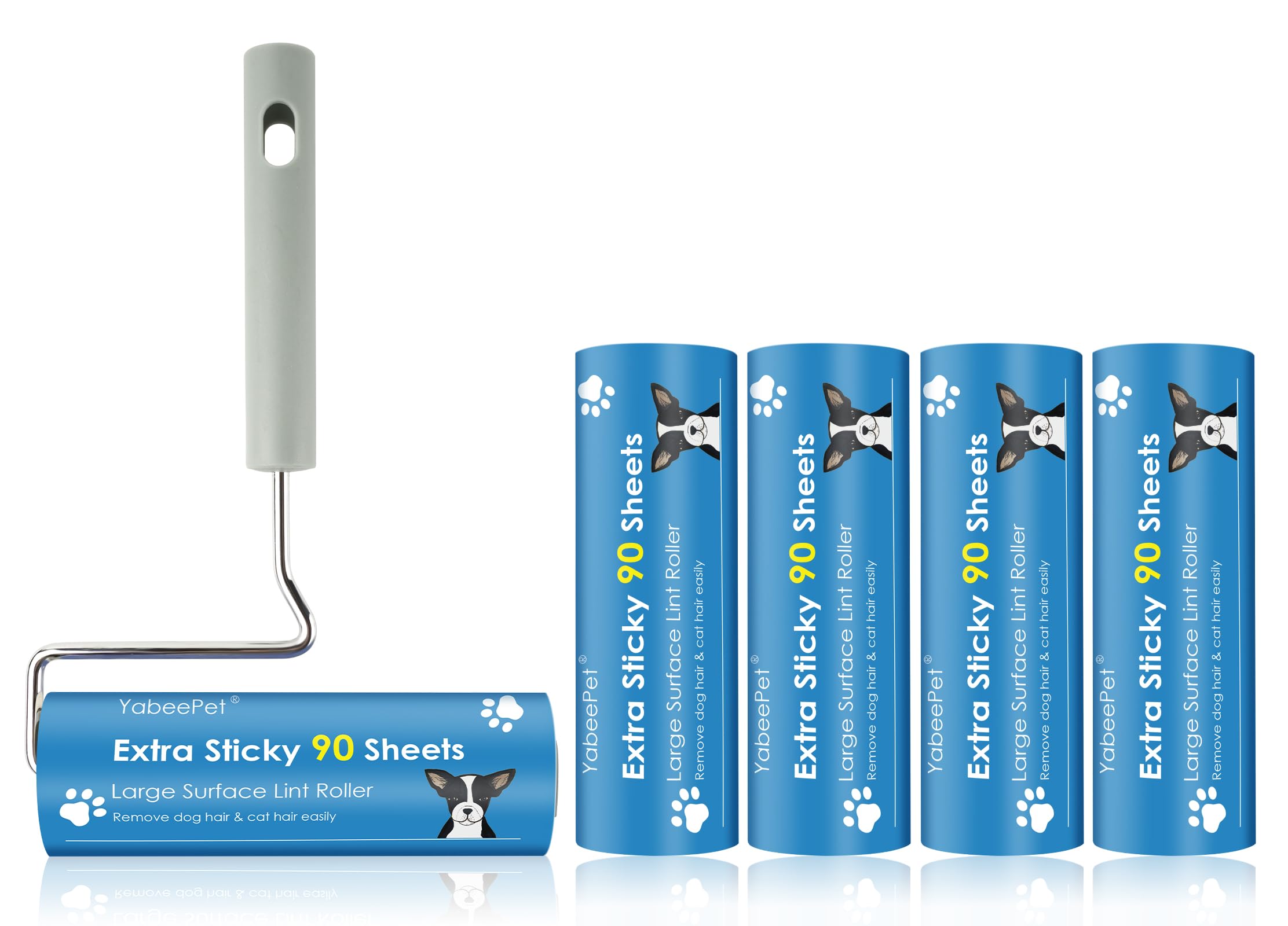 Extra Sticky Large Surface Lint Roller, 16cm/6.3'' Giant Lint Roller for Pet Hair, Lint Remover Roller for Cat Hair, Clothes, Furniture (1 Handle + 450 Sheets)