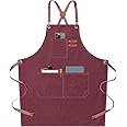 Aazon.co: Chef Apron,Cross Back Apron For En Woen With Adjustable Straps And Large Pockets