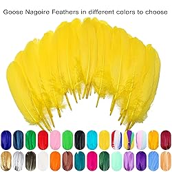 FeelfunFeather 120pcs Yellow Goose Feathers 6-8