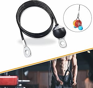 J Bryant Fitness Thick 6mm Loading 1100Lbs Heavy Duty Pulley Cable Replacement Fixed Length Steel Wire Rope Cable for Home Gym Cable Machine Workout Accessories