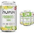 Humm Sparkling Probiotic Lemon Lime Soda, Zero Sugar, Zero Calorie, 2 Billion Probiotics, Vitamin C, D, and B12, 12 fl oz (Pack of 12)