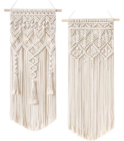 Rideau De Porte Macramé Bohème Avec Pompons – 66 X 200 Cm – Tapisserie Murale Tissée Main, Style Chic Pour Salon, Chambre Ou Entrée