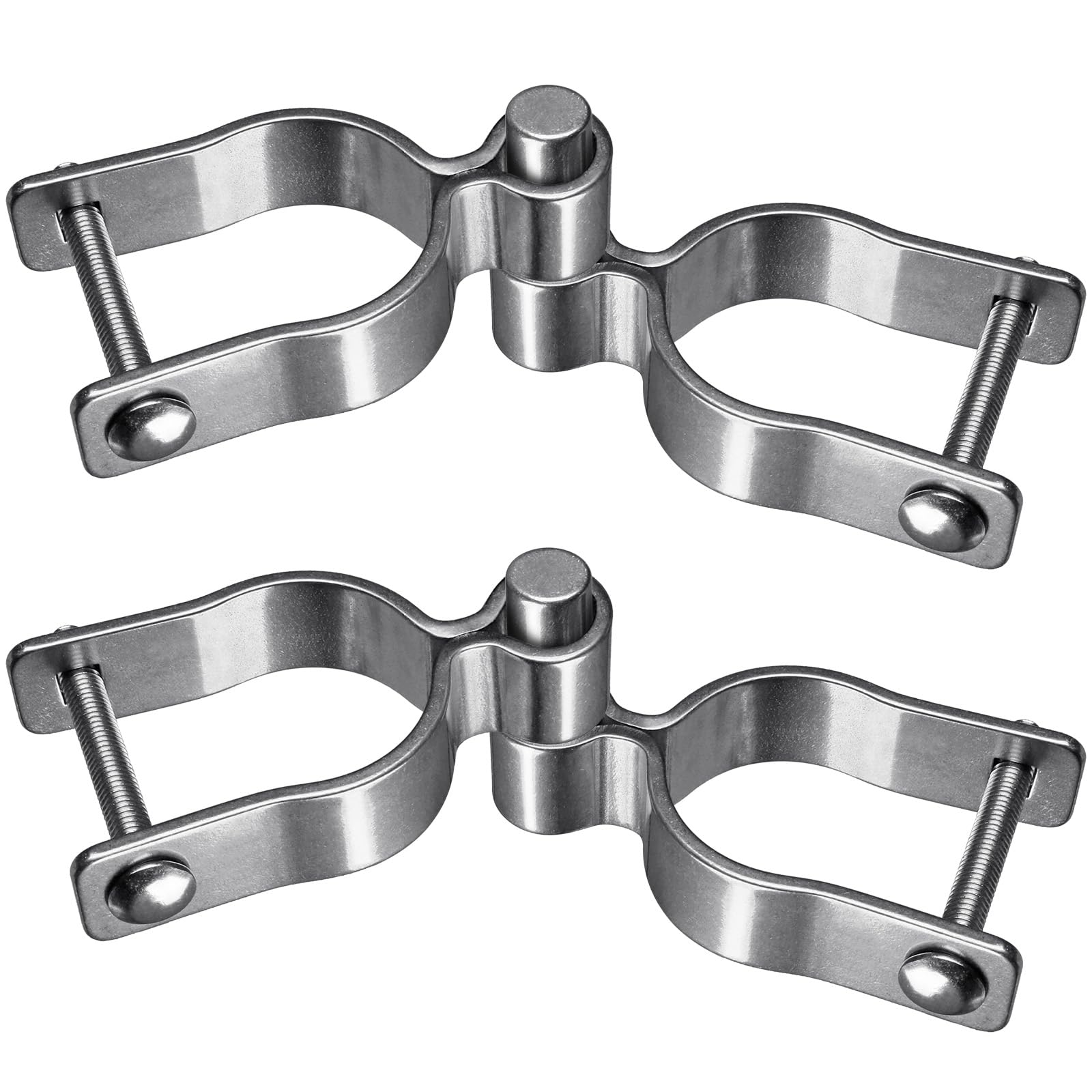 Insaga 2pcs Pipe Gate Hinge, 48mm Chain Link Fence Hinge 16mm Pin Hanger Heavy Duty Post Hinge Female/Male Set Stainless Steel Metal Gate Hardware for 48mm Round Pipe and Concrete Post