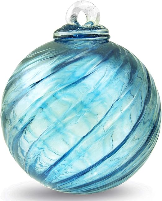 Friendship Ball Aqua Optic Iridized 4 Inch Kugel Witch Ball by Iron Art Glass Designs
