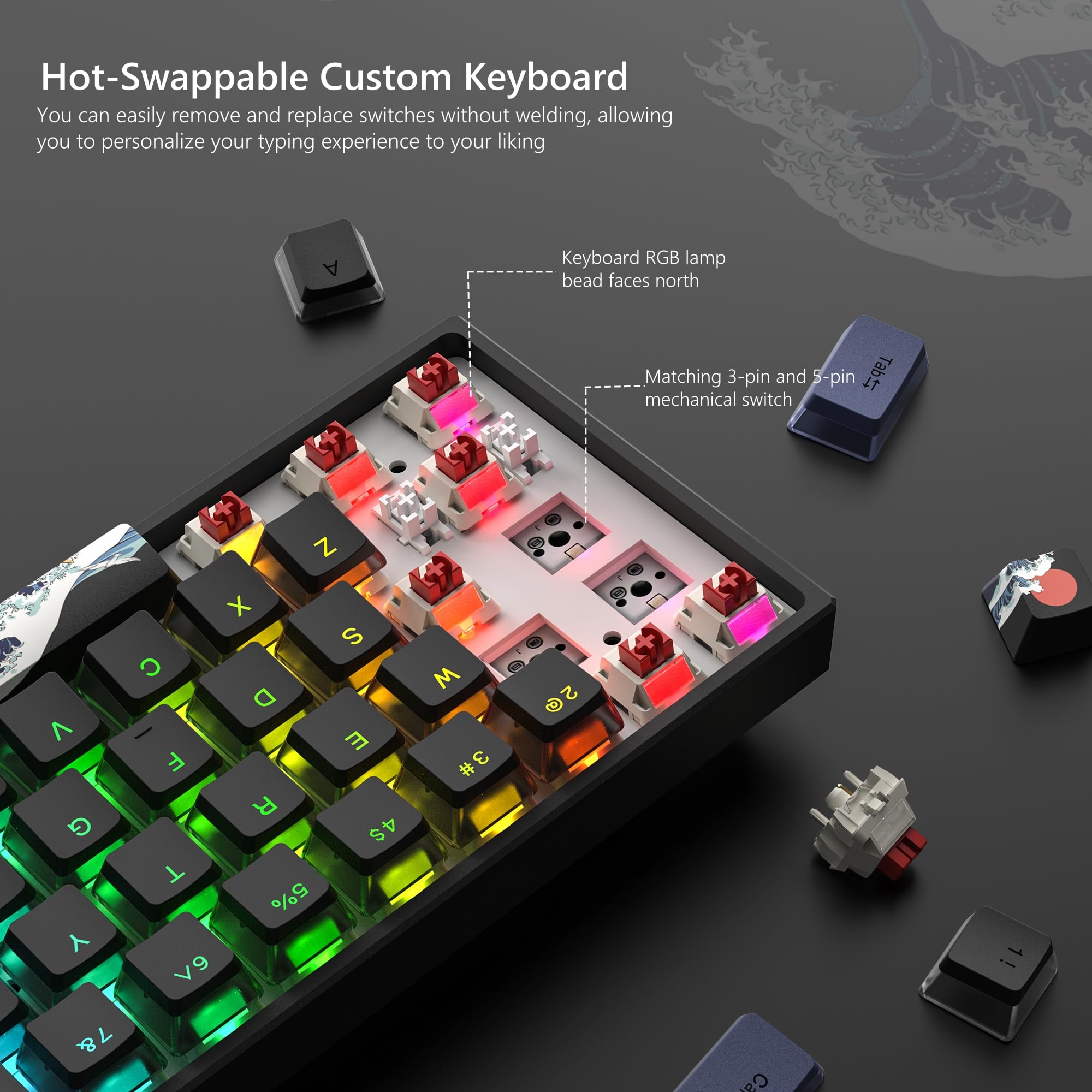 Mua Womier 60% Percent Keyboard, WK61 Mechanical RGB Wired Gaming ...