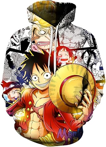 Amazon Com Lontse Anime One Piece Hoodie Monkey D Luffy Novelty 3d Printed Hoodies Pullover Sweatshirt Clothing