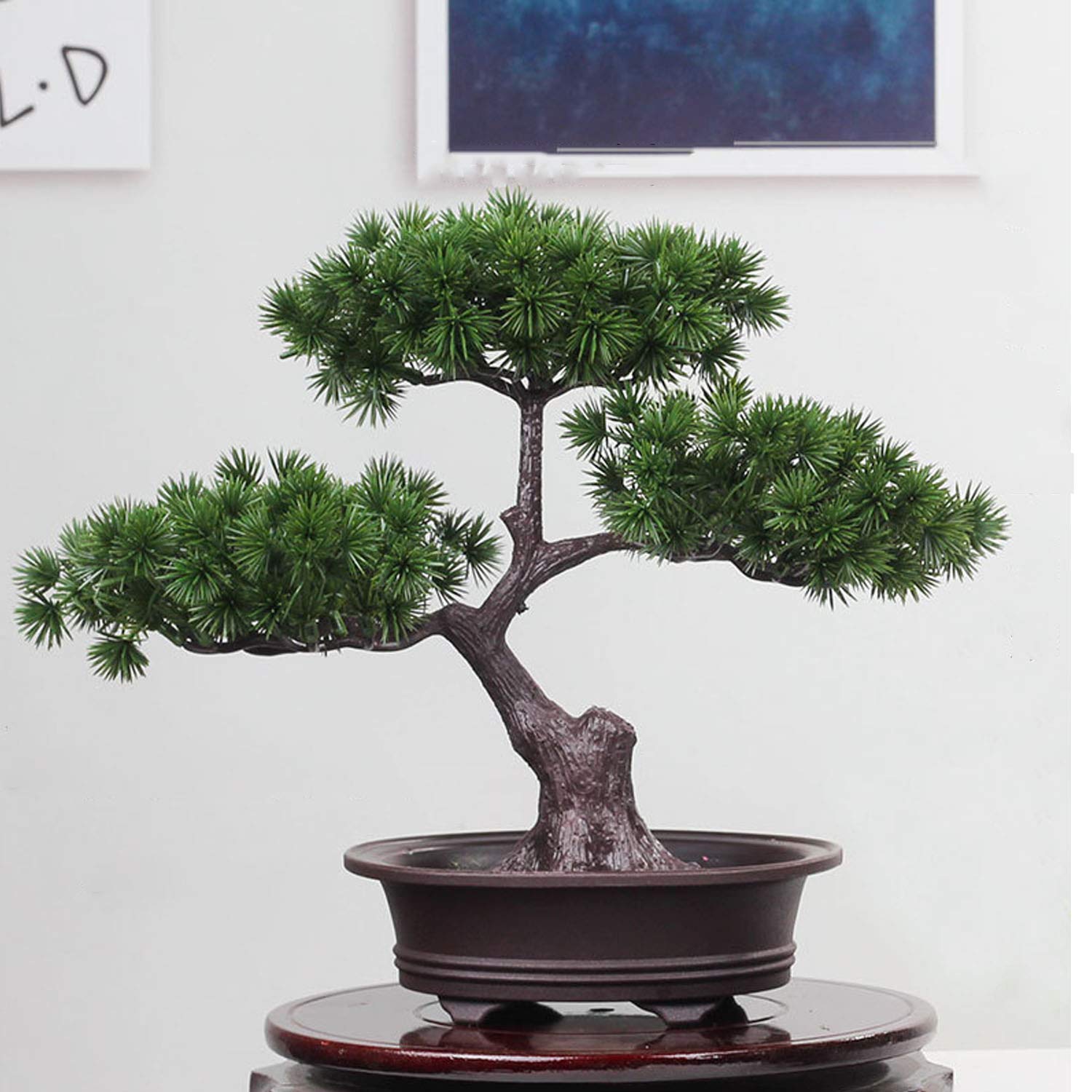 Artificial Bonsai Tree, Fake Plant Decoration, Potted Artificial House Plants for Home DecorIndoor, Faux PineTree Plant for Decoration, Desktop Display, Zen Garden Decor,9.8" High