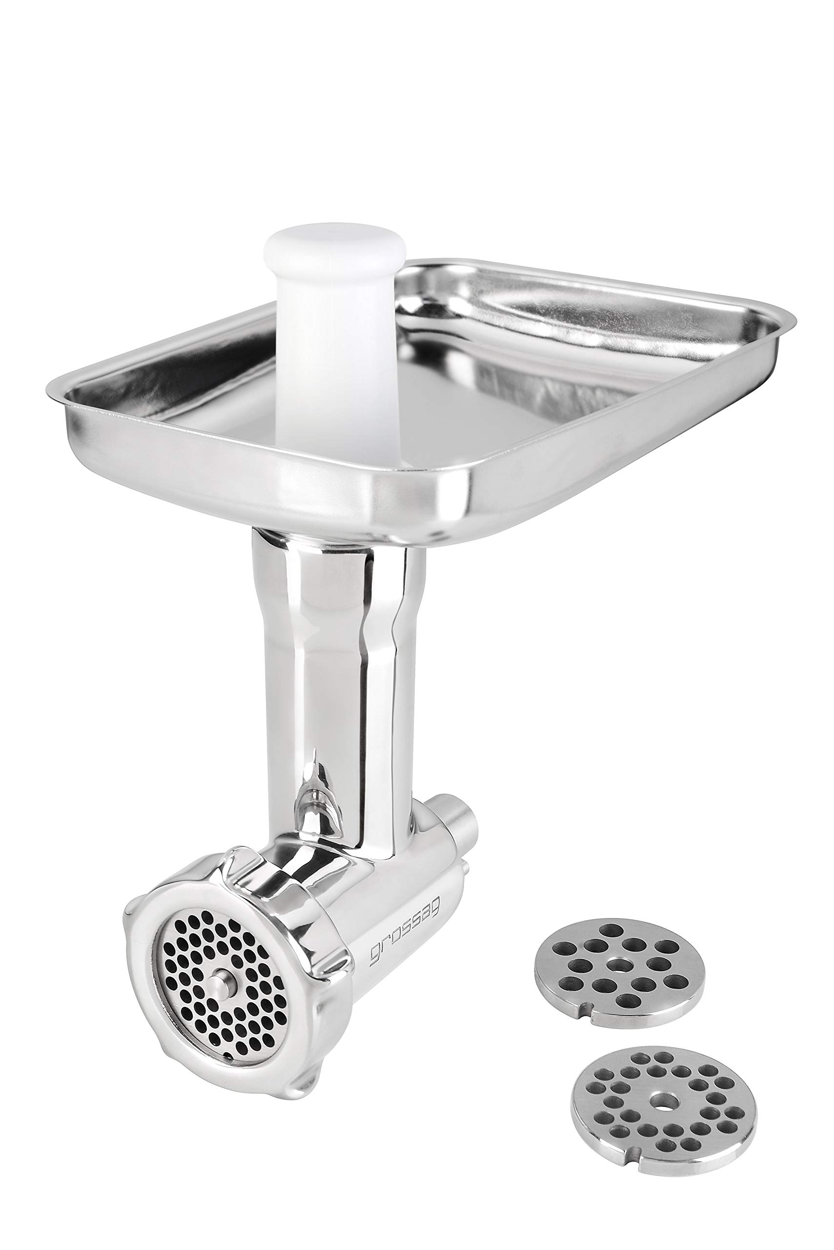 grossag 1354 KFW 500 Stainless Steel Meat Grinder Attachment for KitchenAid (R) Size 5 Includes 3 Perforated Discs Kitchen Aid, stainlesssteel