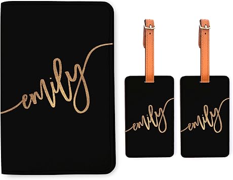 rose gold passport holder and luggage tag