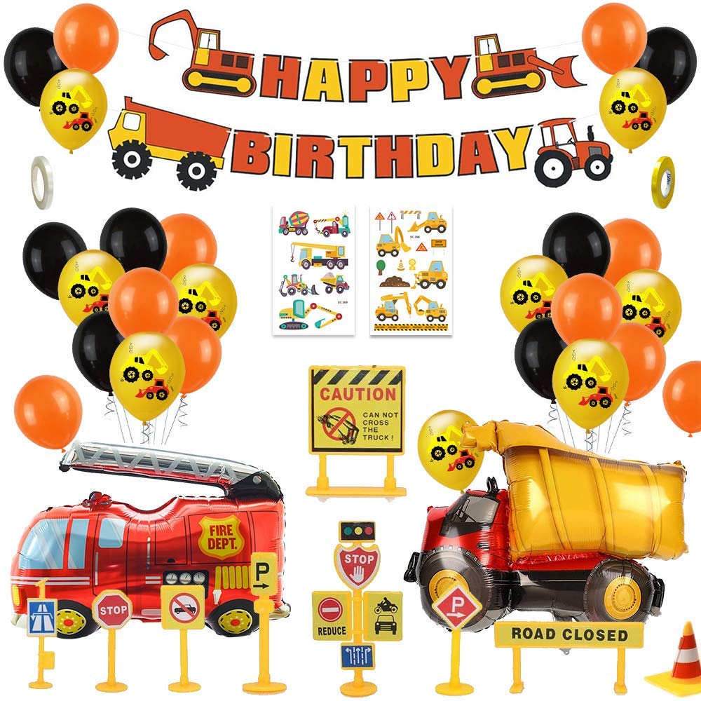 Mua 男の子のための誕生日パーティーの装飾ハッピーバースデーバルーン建設誕生日パーティー用品ハッピーバースデーバナー建設車両消防車フォイルバルーン 58個 Tren Amazon Nhật Chinh Hang 21 Fado