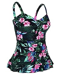 Hilor Women's 50's Retro Ruched Tankini Swimsuit