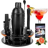 Bartender Kit,Cocktail Shaker Set 13-Piece Bar Tool Set with Acrylic Rotatable Stand for The Home,Bar(Frosted Black)
