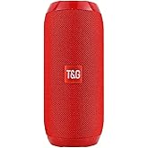 T&G Portable Bluetooth Speaker, IPX4 Waterproof Wireless Speaker with Subwoofer, Stereo Pairing – TG117 Red