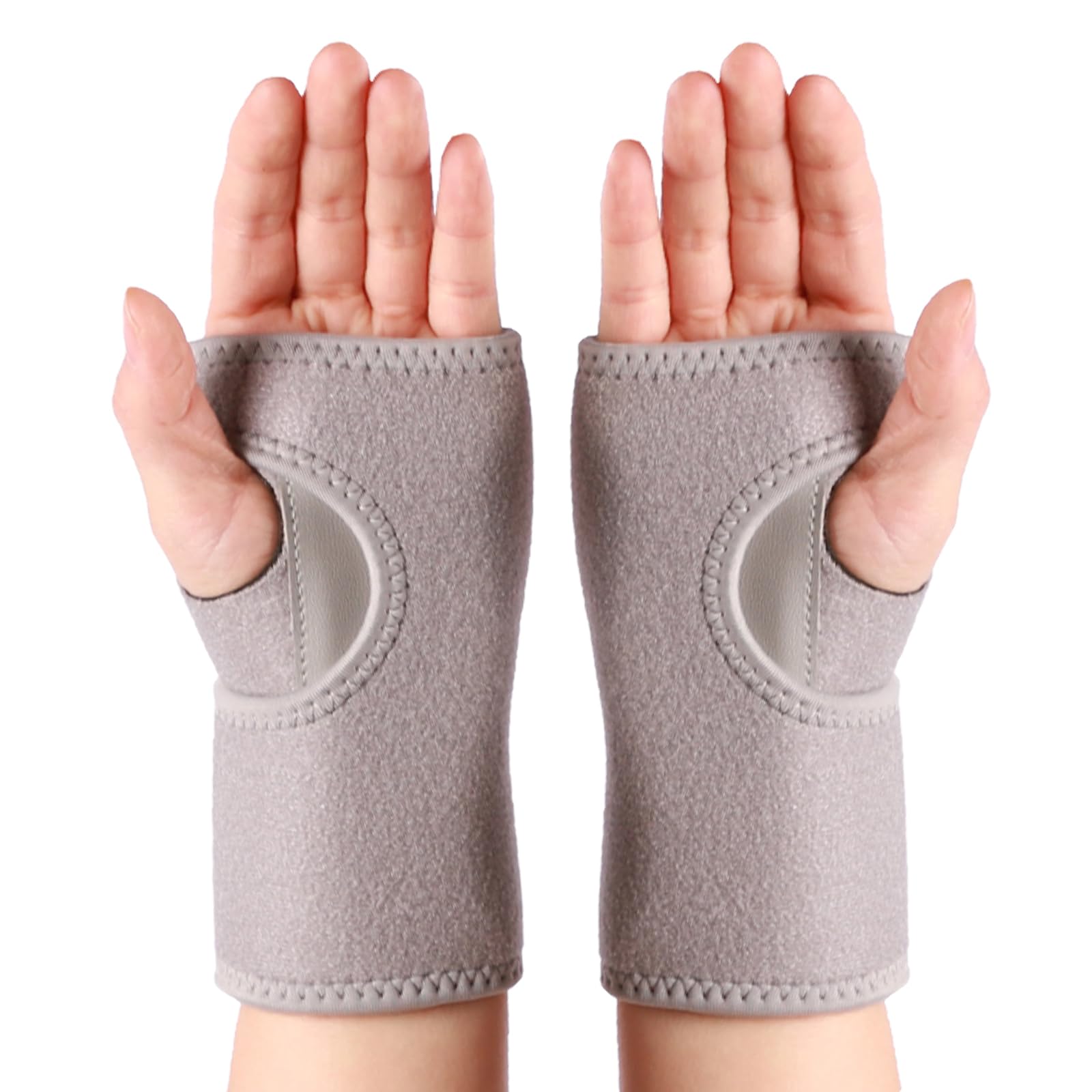 yeloumiss Wrist Splint Support Brace 1 Pair Compression Wrist Brace Elastic Adjustable Carpal Tunnel Support with Metal Strip for Sports, Fitness, Arthritis, Tendonitis One Size (Grey, Left + Right)