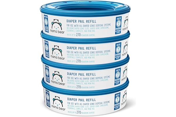 Mama Bear Diaper Pail Refills for Diaper Genie Pails, 270 Count (Pack of 4)