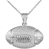.925 Sterling Silver Football Charm Pendant Necklace - Choose Chain Length, 16”-22”