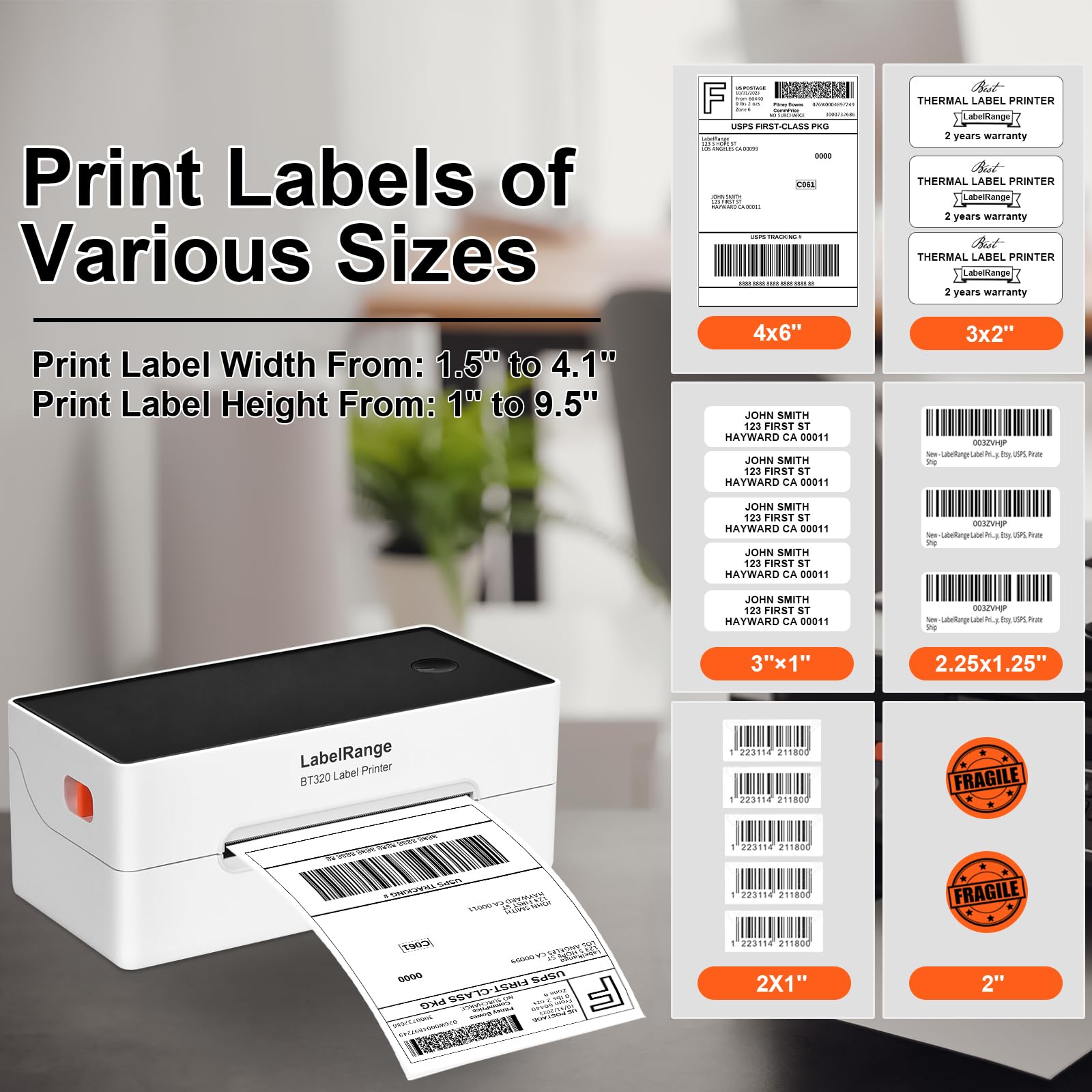 Ecommerce Label Printer 4x6, Bluetooth Thermal Shipping Label Printer, Compatible with Android&iOS and Windows, Support Amazon, Ebay, Shopify, Etsy, Whatnot, USPS, Pirate Ship, Shippo