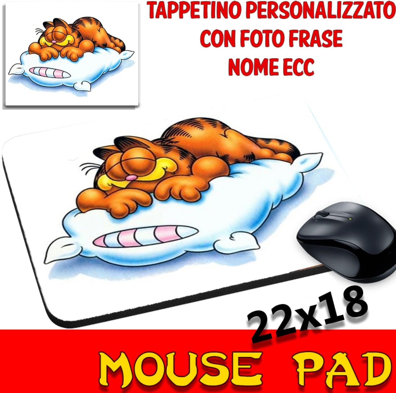 Mycust Mouse Pad Garfield Cat Custom Mouse Pad With Ecc Name