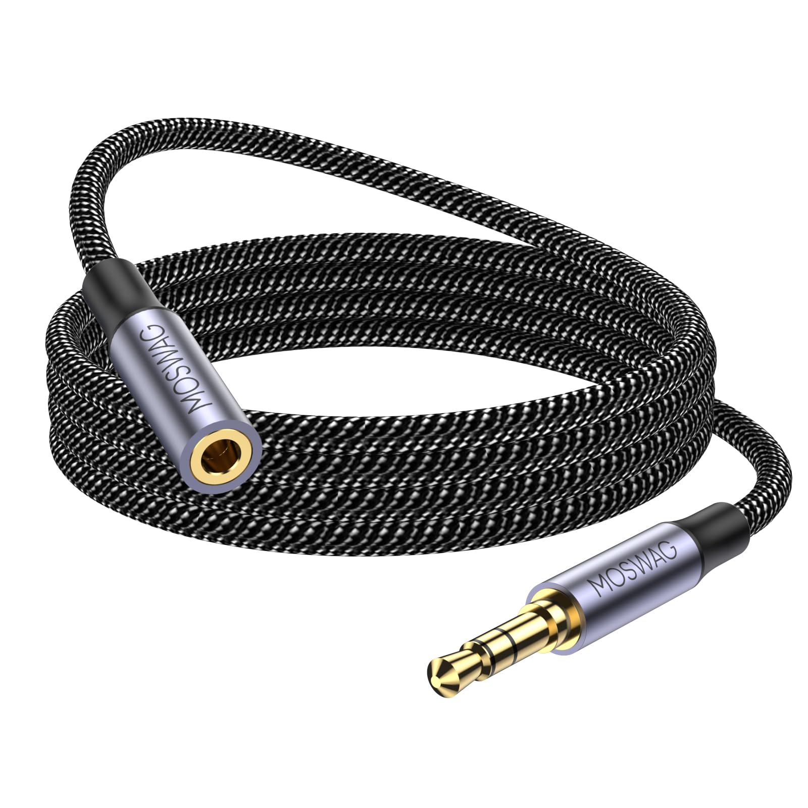 MOSWAG 3.5mm Extension Cable 32.8FT/10M Audio Male to Female Stereo Extension Adapter Nylon Braided Cord Compatible for Home/Car Stereos Smartphones Headphones Tablets Media Players and More
