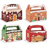 VGOODALL 16PCS Christmas Treat Boxes, 3D Xmas Gift Boxes with Vibrant Print Cardboard Colorful Goodie Boxes with Handles for Gift Giving Christmas Holiday 6.1 x 3.4 x 3.5 inch