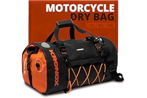 KRONOX Motorcycle Dry Bag, 60L Black Duffle - Waterproof Duffel Bag for Travel, Adventure or Dirt Bike Gear. Saddle and Back Seat Motorcycle Luggage.