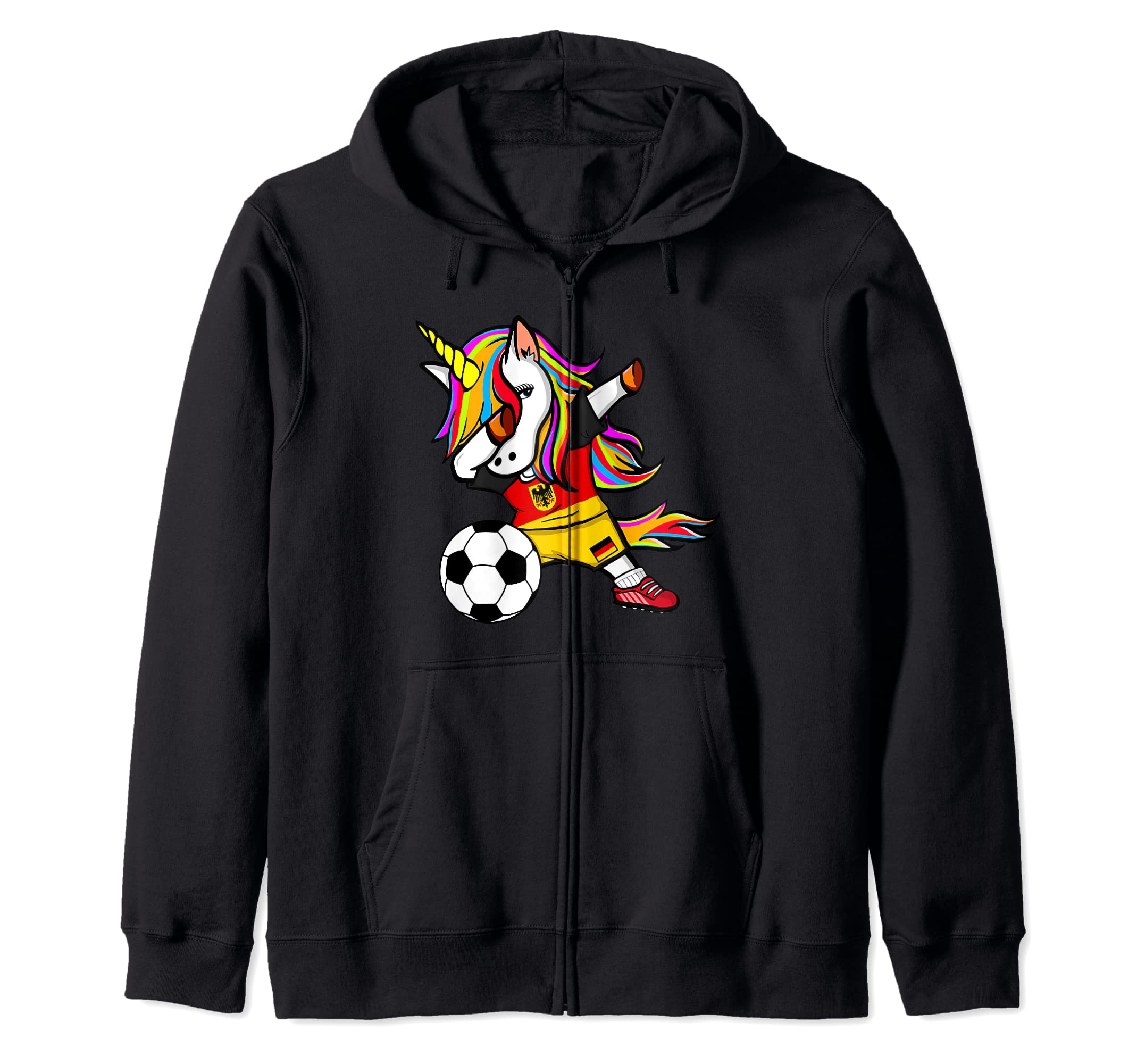 Dabbing Unicorn Germany Soccer Fans Jersey German Football Zip Hoodie