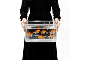 Geelin 1.5 Gallon Plastic Fish Tank Large Bowl Shatterproof with Crystal Clear Clarity for Terrarium, Flower Vase Centerpiece Gift for Fish Lovers(Square)
