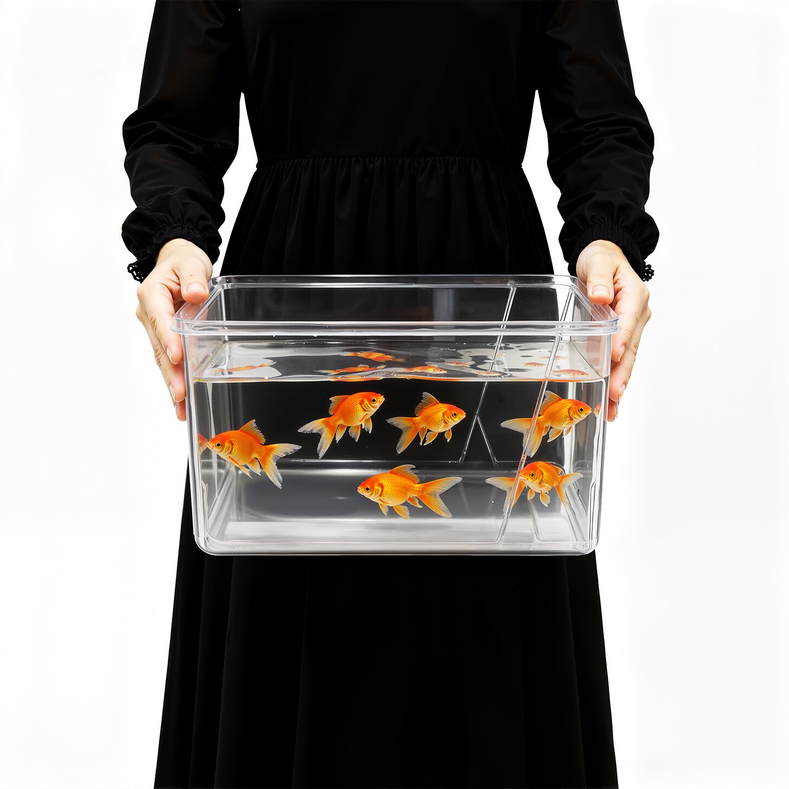 Photo 1 of Geelin 1.5 Gallon Plastic Fish Tank Large Bowl Shatterproof with Crystal Clear Clarity for Terrarium, Flower Vase Centerpiece Gift for Fish Lovers(Square)